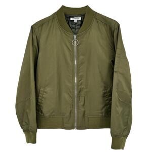 GOOD AMERICAN Bomber Jacket in Green Satin XS